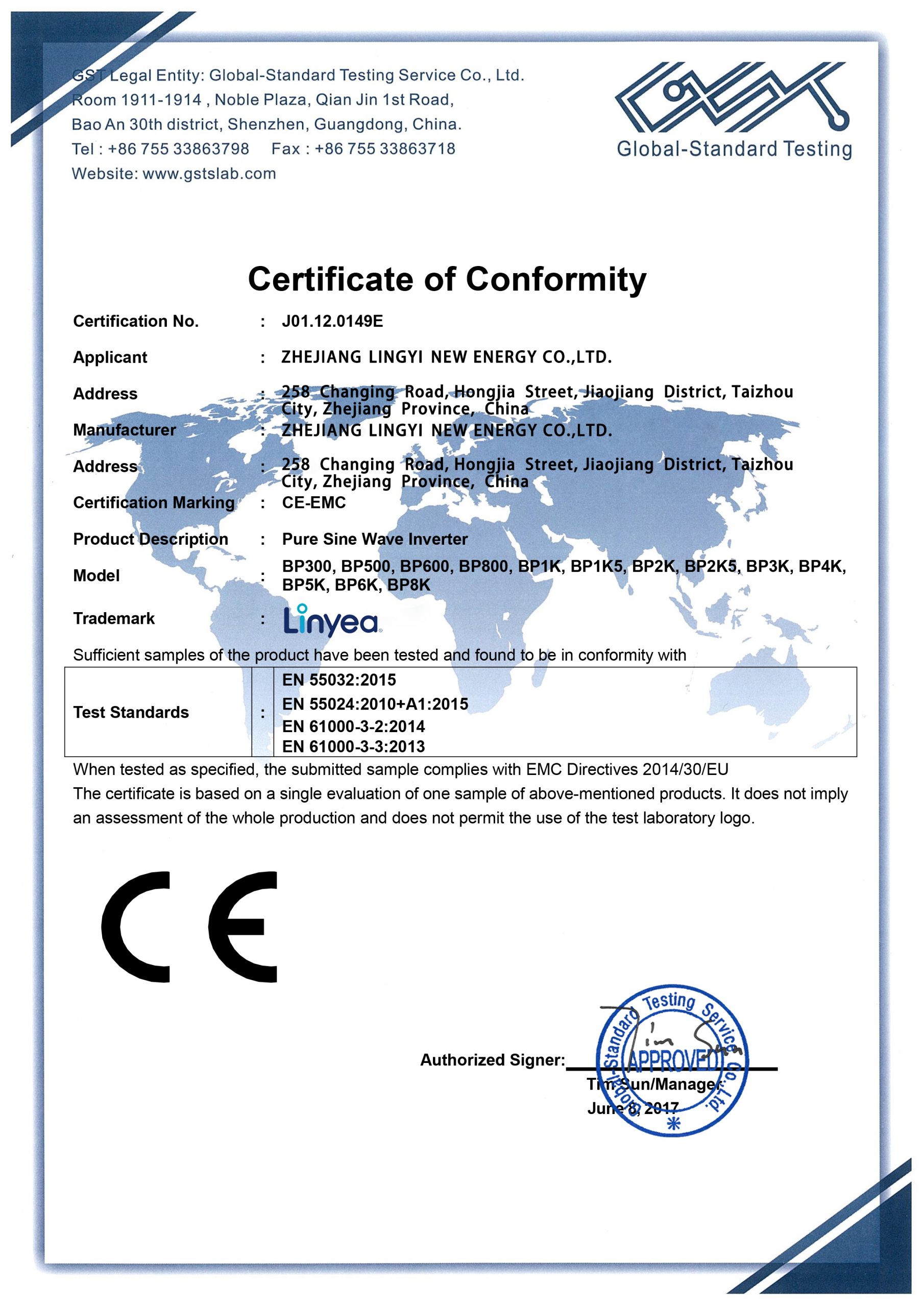 CNBOU BP series EMC license